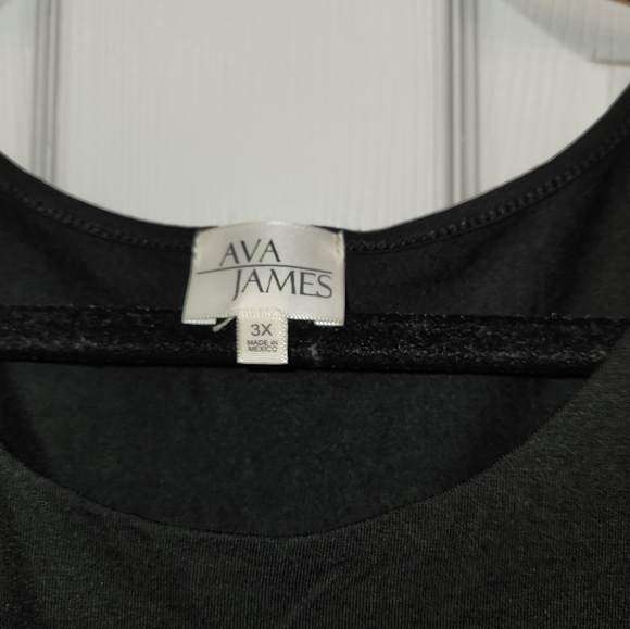 Ava James Plus size tiered blouse in Black - Picture 2 of 3